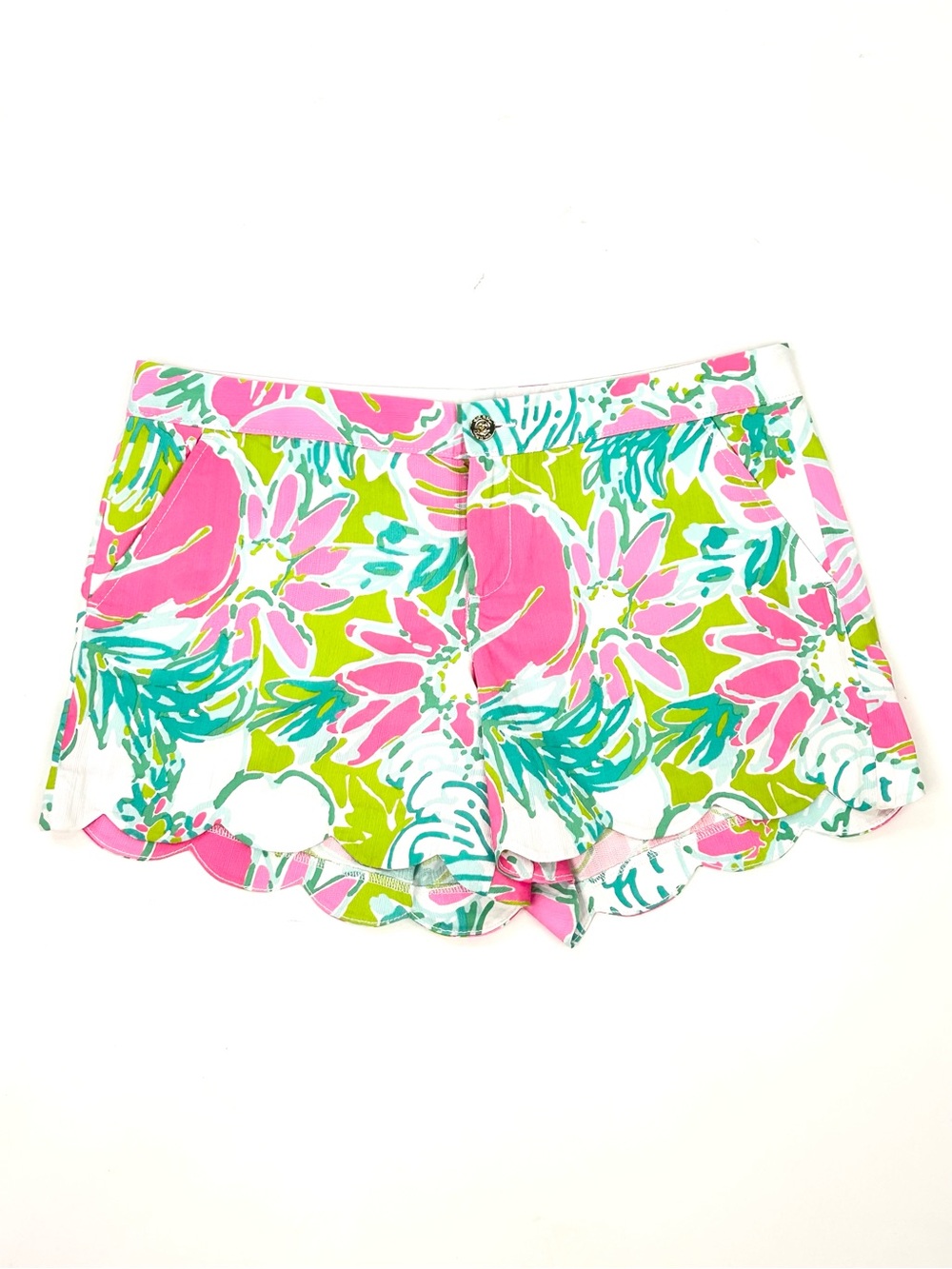Lilly Pulitzer Buttercup Scallop Shorts 12 Pink Tropical Resort Preppy